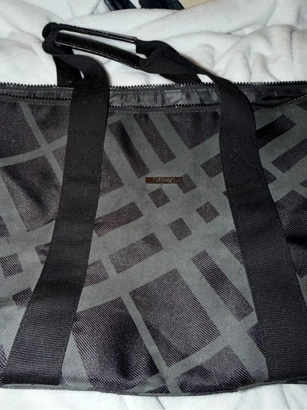 Burberry Black Geometric-Pattern Tote Bag